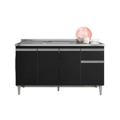 Balcão Gabinete Tatiane S/tampo 150cm 4 Portas 1 Gav Preto