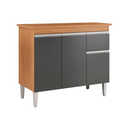 Balcão Gabinete Tatiane 100cm - S/tampo Amendoa / Preto