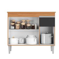 Balcão Gabinete Tatiane 100cm - S/tampo Amendoa / Preto - 2