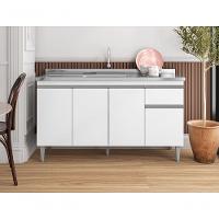 Balcão Gabinete Para Pia Tatiane S/tampo 150cm 4 Portas 1 Gav Branco - 4