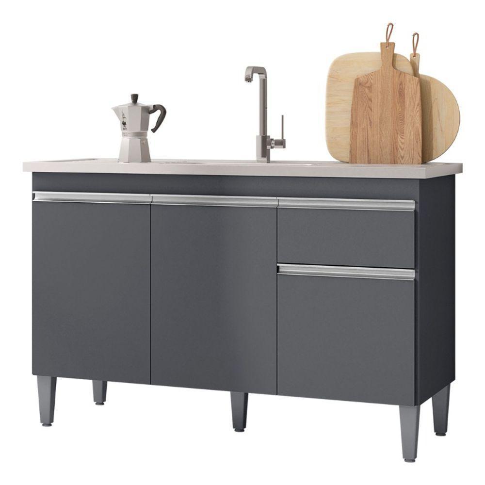 - Balcão Gabinete Multiuso Tatiane 120cm C/tampo Cor Branco - 1