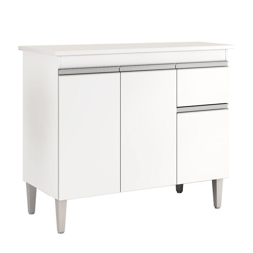 Balcão Gabinete Multiuso Tatiane Branco 100cm C/tampo - 1