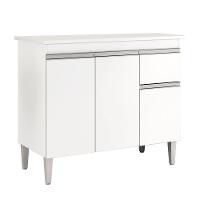 Balcão Gabinete Multiuso Tatiane Branco 100cm C/tampo - 1