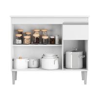 Balcão Gabinete Multiuso Tatiane Branco 100cm C/tampo - 2