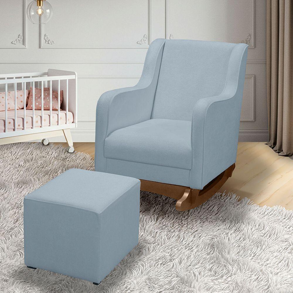 Cadeira Poltrona Amamentação E Balanço áquila Plus Boucle Azul Bebê C/ Puff - Anjo De Casa - 5