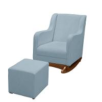 Cadeira Poltrona Amamentação E Balanço áquila Plus Boucle Azul Bebê C/ Puff - Anjo De Casa - 1