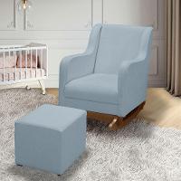 Cadeira Poltrona Amamentação E Balanço áquila Plus Boucle Azul Bebê C/ Puff - Anjo De Casa - 5