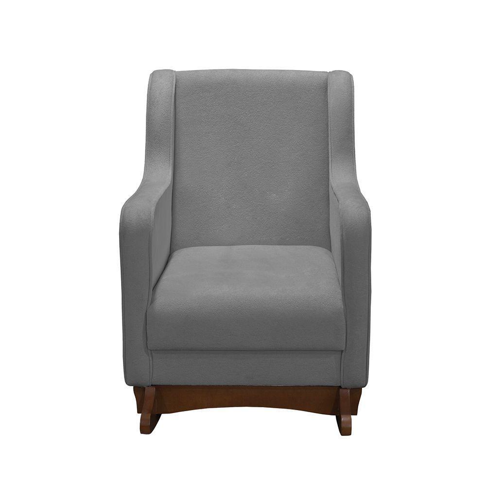 Poltrona Amamentação E Balanço áquila Plus - Boucle Cinza C/ Puff - Anjo De Casa - 2