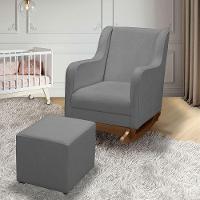 Poltrona Amamentação E Balanço áquila Plus - Boucle Cinza C/ Puff - Anjo De Casa - 5