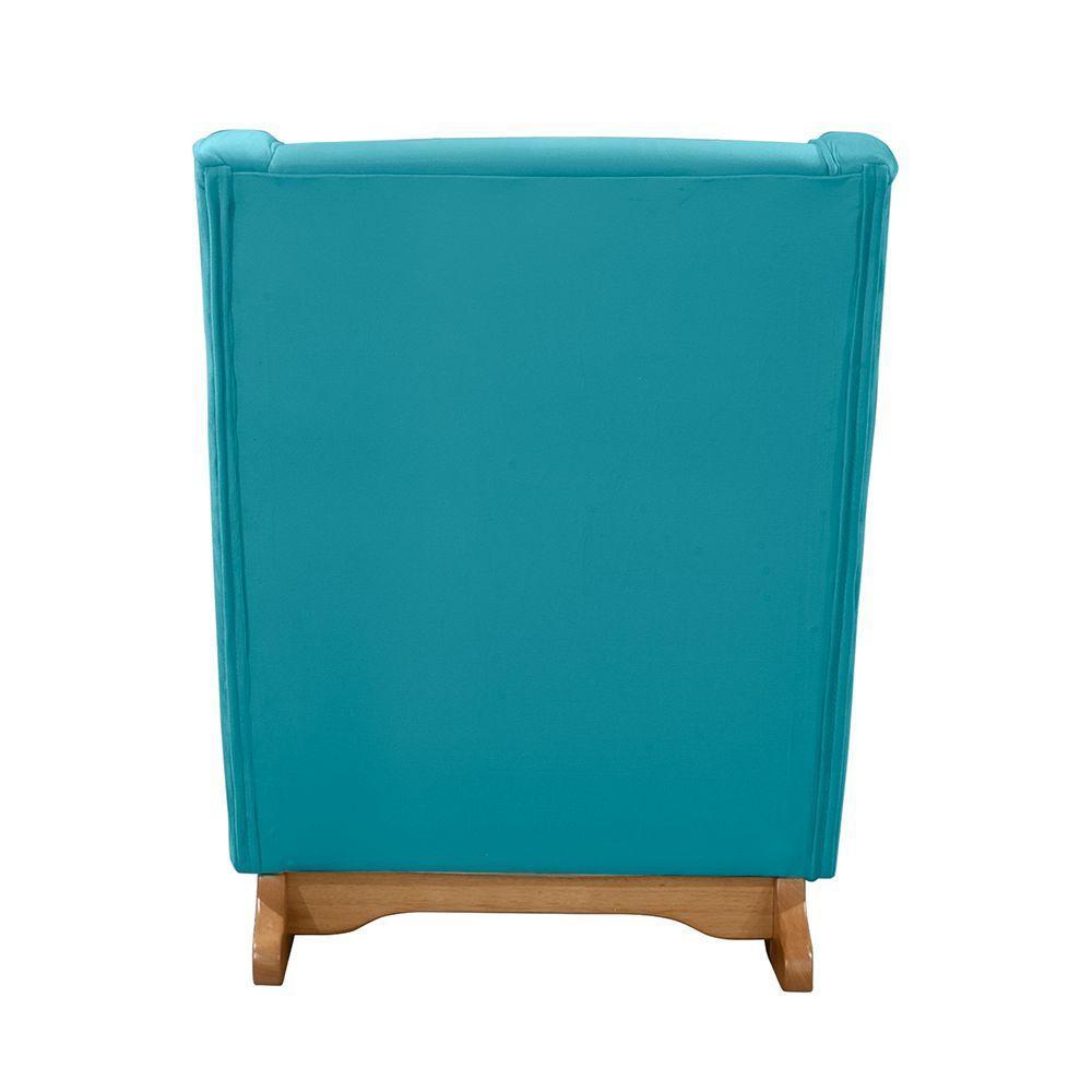 Cadeira Poltrona Amamentação Balanço áquila C/puff Veludo Azul Turquesa - 4