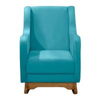 Cadeira Poltrona Amamentação Balanço áquila C/puff Veludo Azul Turquesa - 2