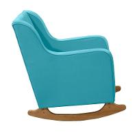 Cadeira Poltrona Amamentação Balanço áquila C/puff Veludo Azul Turquesa - 3