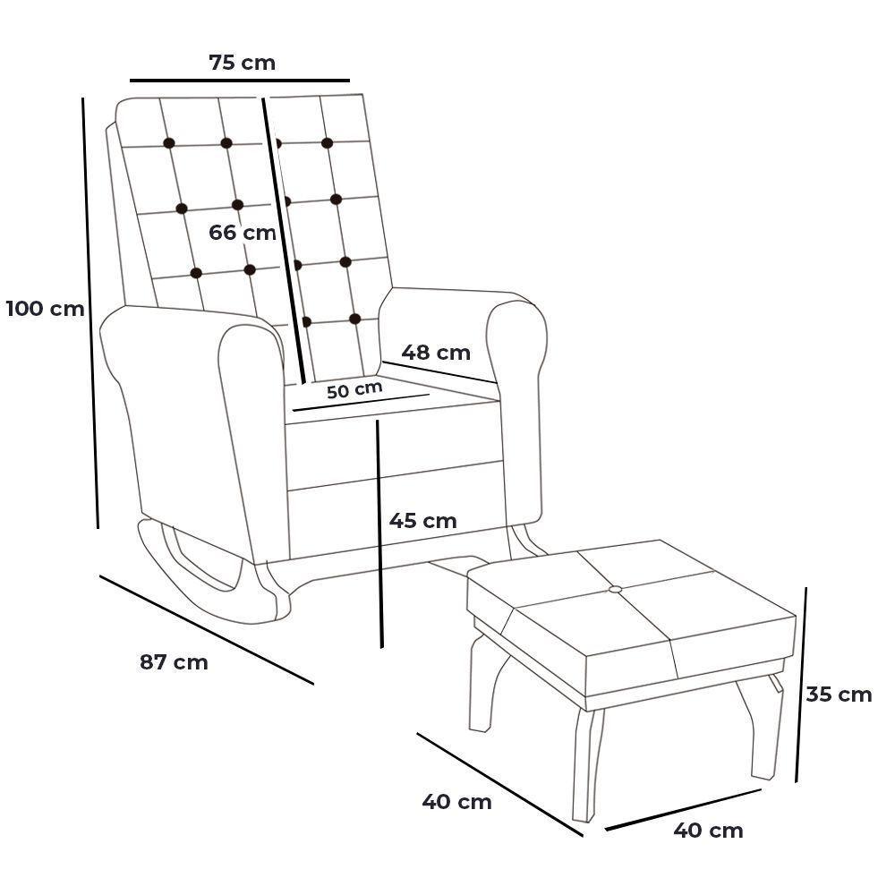 Poltrona De Amamentação E Balanço Páris C/ Puff Corino Branco - 2