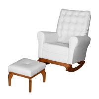 Poltrona De Amamentação E Balanço Páris C/ Puff Corino Branco - 7