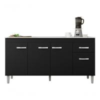 Balcão Multiuso P/ Cozinha Gabriela 150cm Preto S/tampo Ajl Cor Preto - 1