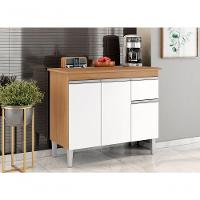 Balcão Gabinete Tatiane 100cm S/tampo Amêndoa / Branco - 3