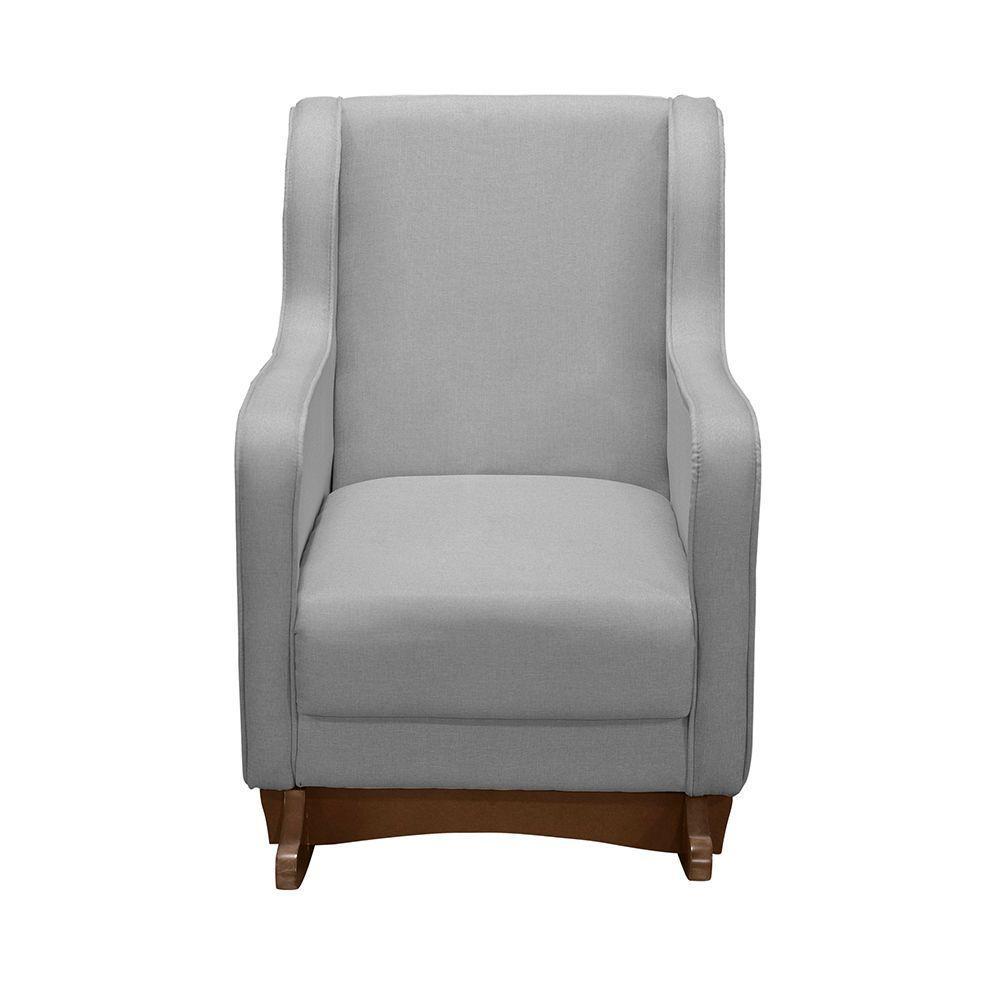 Cadeira Poltrona Amamentação E Balanço áquila Plus- Linho Cinza C/ Puff - 2