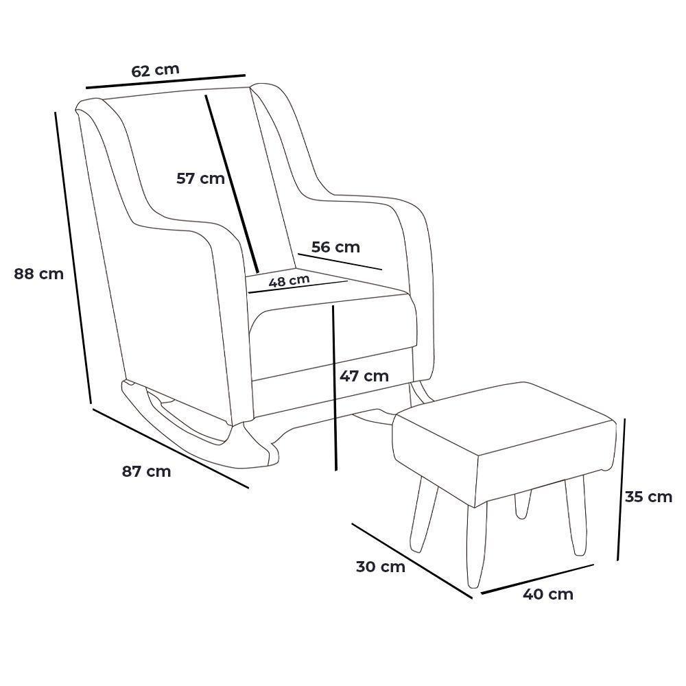 Cadeira Poltrona Amamentação E Balanço áquila Plus- Linho Cinza C/ Puff - 3