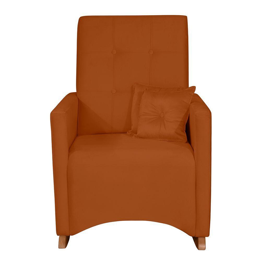 Cadeira Poltrona De Amamentação E Balanço Ana C/ Puff Veludo Terra Cota - 4