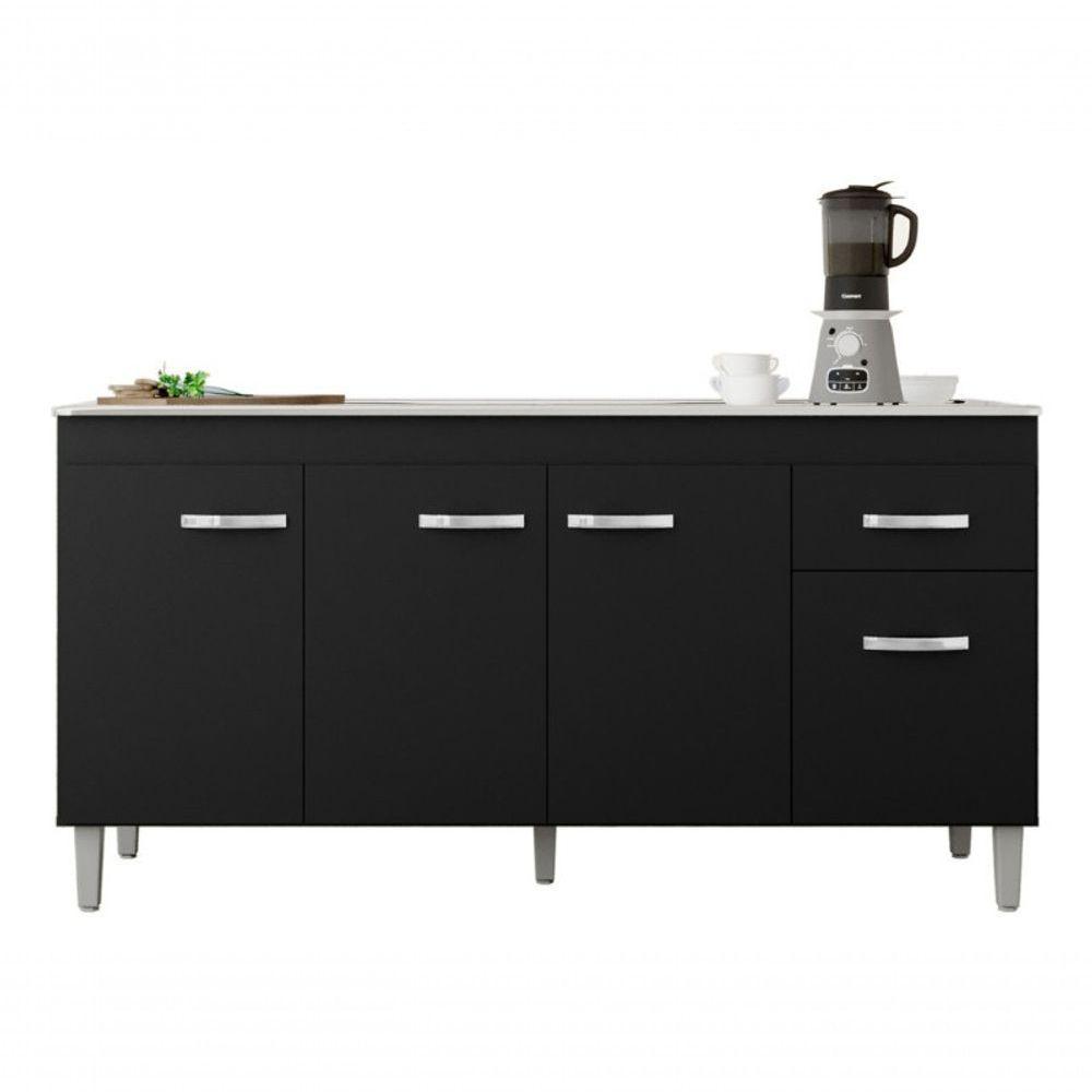 Balcão Gabinete Multiuso Gabriela 150cm Preto Cor Preto - 1