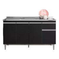 Balcão Gabinete Tatiane 150cm - 4 Pts 1gvt S/tampo Cor Preto. - 1