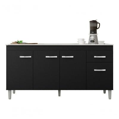 Balcão Multiuso Gabriela 150cm Preto S/tampo Ajl Cor Preto