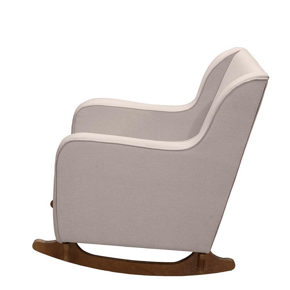 Cadeira Poltrona Amamentação E Balanço áquila Plus Linho Bege C/ Puff - 3