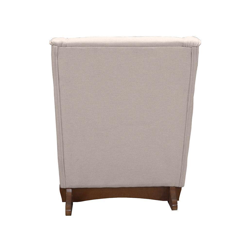 Cadeira Poltrona Amamentação E Balanço áquila Plus Linho Bege C/ Puff - 4