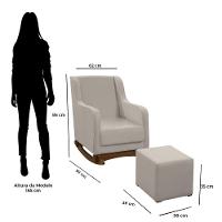 Cadeira Poltrona Amamentação E Balanço áquila Plus Linho Bege C/ Puff - 5