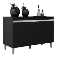 Balcão Multiuso Gabinete Manu 120cm 3 Portas C/tampo Cor Preto - 1