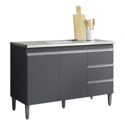 Gabinete Multiuso Andreia S/tampo 100cm 2 Pts 3gv Cinza Cor Cinza