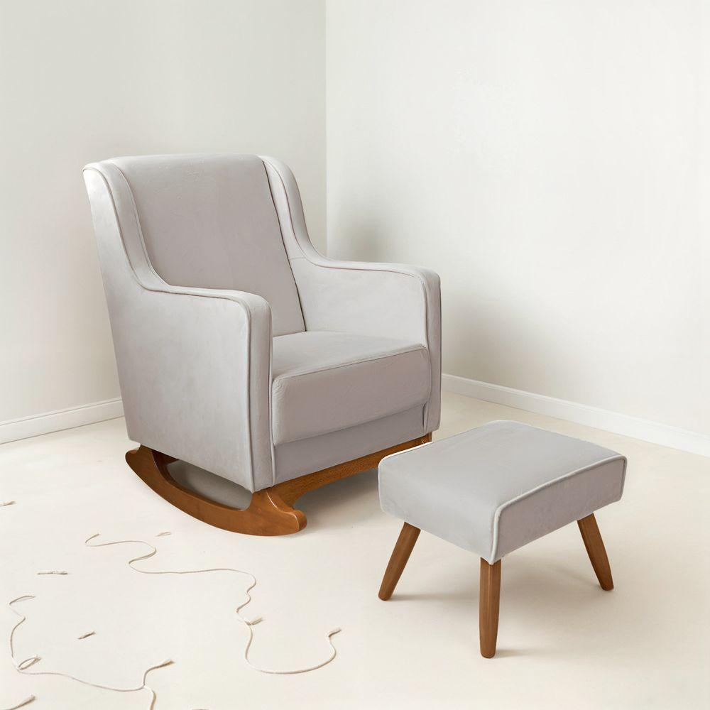 Cadeir Poltrona Amamentação Balanço áquila C/puff Off White Cor Off White Desenho Do Tecido Liso - 1