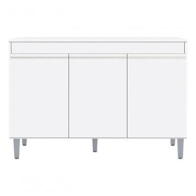 Balcão Gabinete Armário Multiuso P/cozinha Manu 120cm Ajl Cor Amêndoa/preto