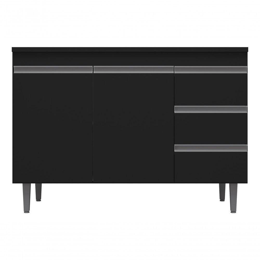 Multiuso Gabinete Balcão Andreia 100cm Sem Tampo Cor Preto - 1