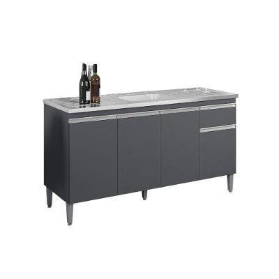 Balcão Para Pia Tatiane 150cm 4 Portas 1 Gav - S/tampo Cinza