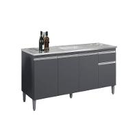 Balcão Para Pia Tatiane 150cm 4 Portas 1 Gav - S/tampo Cinza - 1