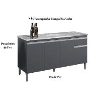 Balcão Para Pia Tatiane 150cm 4 Portas 1 Gav - S/tampo Cinza - 3