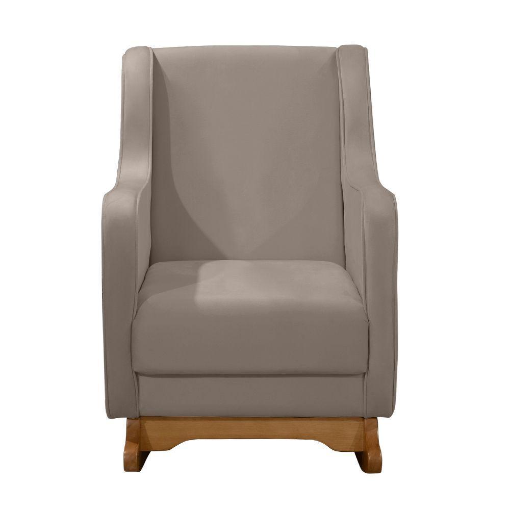 Cadeira De Amamentação Poltrona Balanço áquila C/puff Veludo Marrom Claro - 3