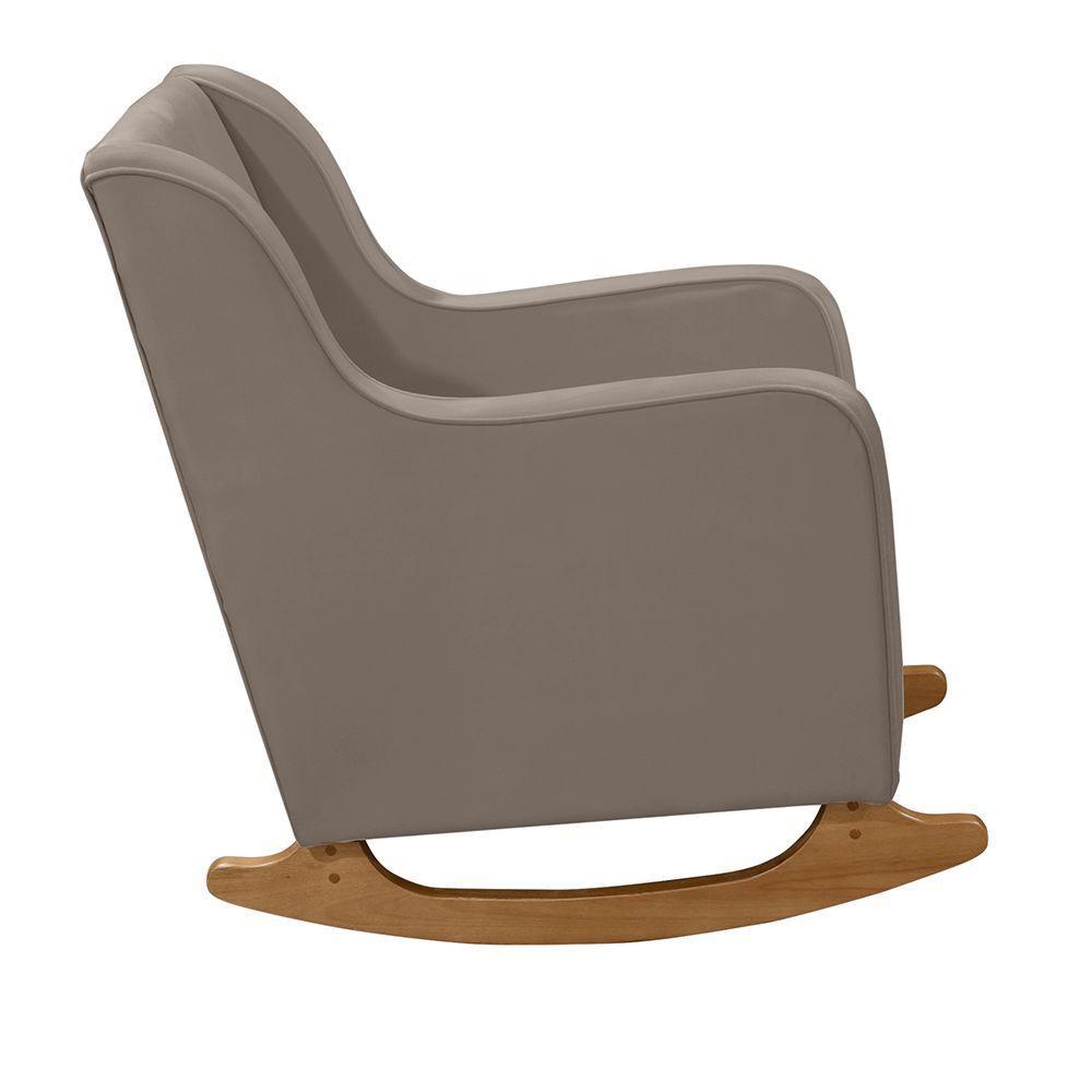 Cadeira De Amamentação Poltrona Balanço áquila C/puff Veludo Marrom Claro - 4