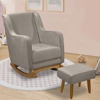 Cadeira De Amamentação Poltrona Balanço áquila C/puff Veludo Marrom Claro - 1