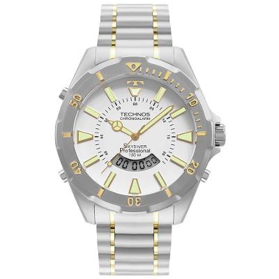 Relógio Masculino Skydiver Ana Digi Pulseira Aço Bicolor Technos