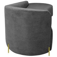 Divã Recamier Orgânico França 250cm Lado Dir Pés Metal Dourado Bouclé Cinza - 5