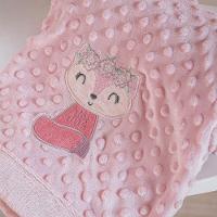 Manta Bebê Bene Casa Dots New 100x70cm Com Bordado Peach Raposinha - 3