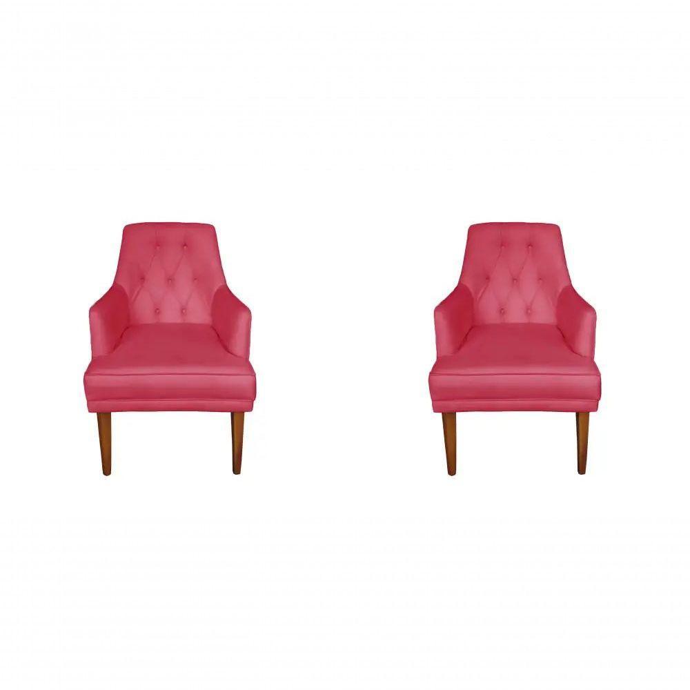Kit 2 Cadeiras Poltronas Decorativa Paris Sala De Jantar Recepção Retro Com Braça Suede Rosa Pink Lar Móveis E Decoração - 1