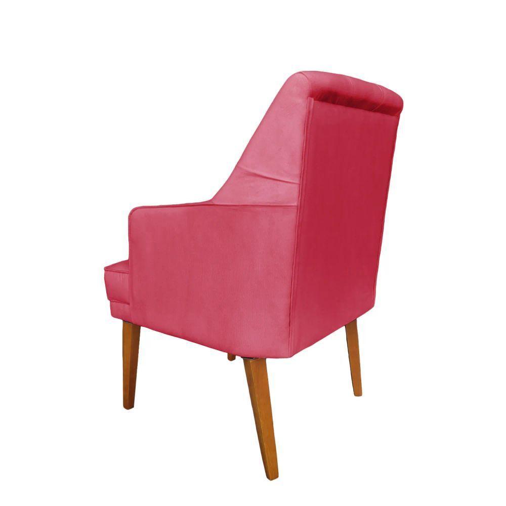 Kit 2 Cadeiras Poltronas Decorativa Paris Sala De Jantar Recepção Retro Com Braça Suede Rosa Pink Lar Móveis E Decoração - 2