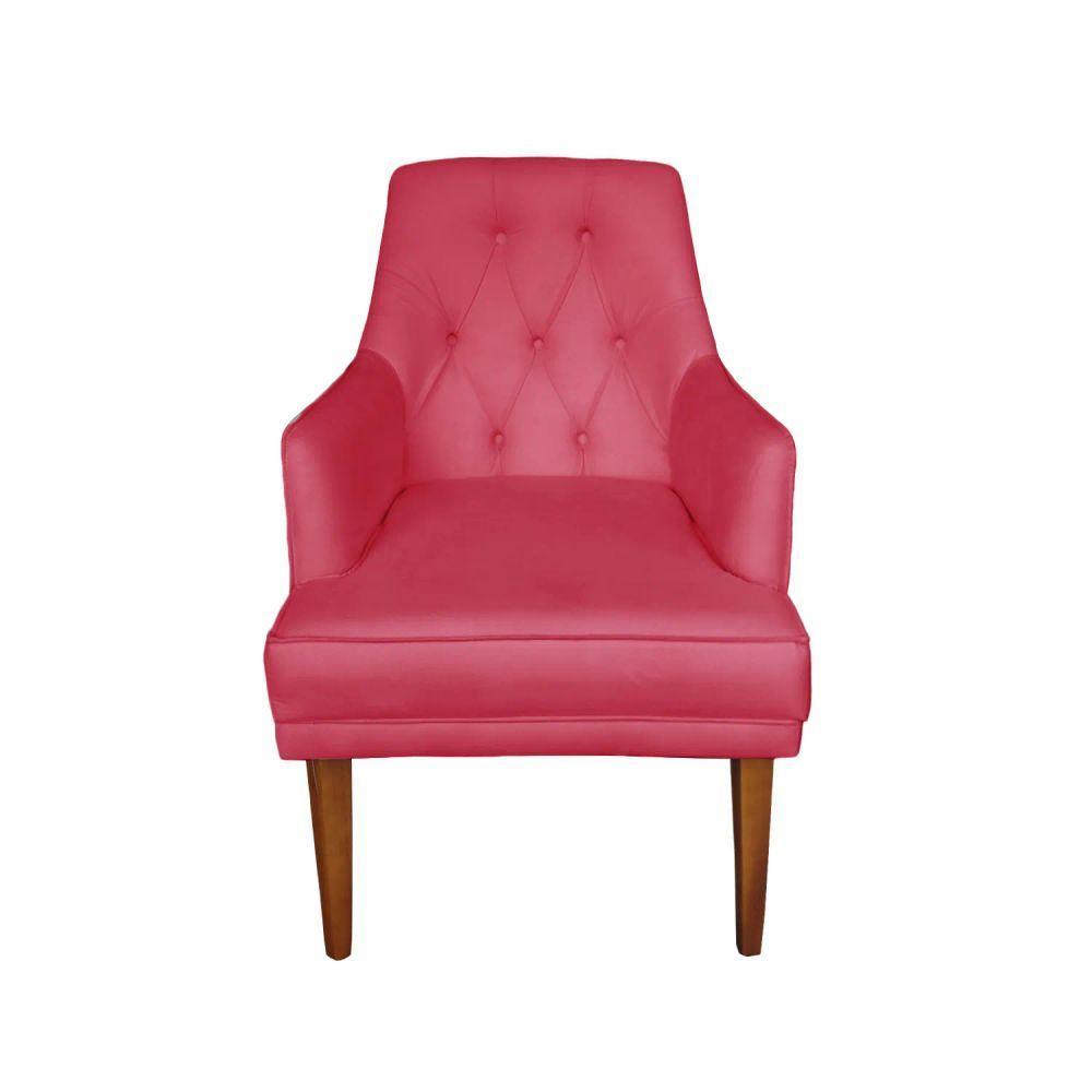 Kit 2 Cadeiras Poltronas Decorativa Paris Sala De Jantar Recepção Retro Com Braça Suede Rosa Pink Lar Móveis E Decoração - 3