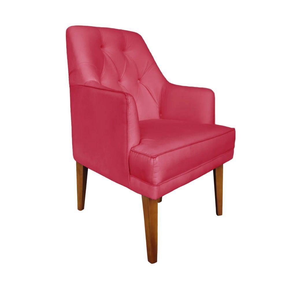 Kit 2 Cadeiras Poltronas Decorativa Paris Sala De Jantar Recepção Retro Com Braça Suede Rosa Pink Lar Móveis E Decoração - 4
