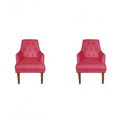 Kit 2 Cadeiras Poltronas Decorativa Paris Sala De Jantar Recepção Retro Com Braça Suede Rosa Pink Lar Móveis E Decoração