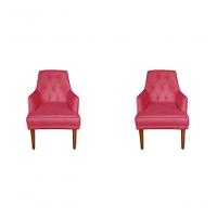 Kit 2 Cadeiras Poltronas Decorativa Paris Sala De Jantar Recepção Retro Com Braça Suede Rosa Pink Lar Móveis E Decoração - 1