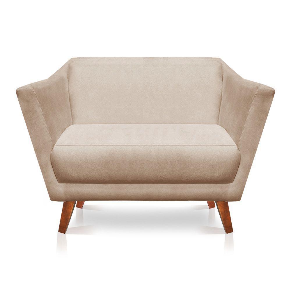 Namoradeira Lorena Suede Pés Castanho Bege - 1